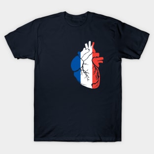 Anatomical heart design, French flag T-Shirt